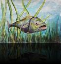 « Fisch im grünen See »<br>Aquarell - 48 x 18 cm